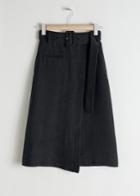 Other Stories Belted Asymmetric Midi Skirt - Black