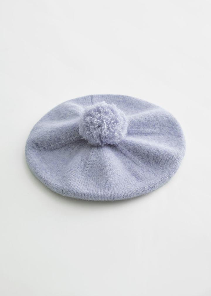 Other Stories Fuzzy Wool Blend Beret - Blue