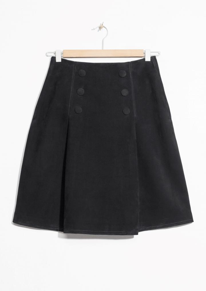 Other Stories Leather Button Stud Skirt