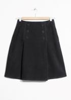 Other Stories Leather Button Stud Skirt