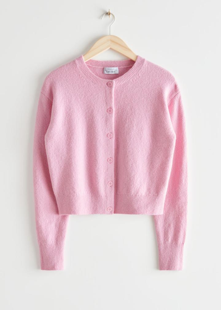 Other Stories Button Up Knit Cardigan - Pink