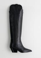 Other Stories Knee High Cowboy Boots - Black