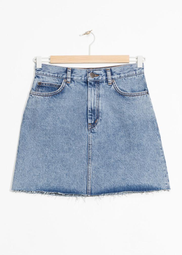 Other Stories Raw Edge Denim Mini Skirt - Blue