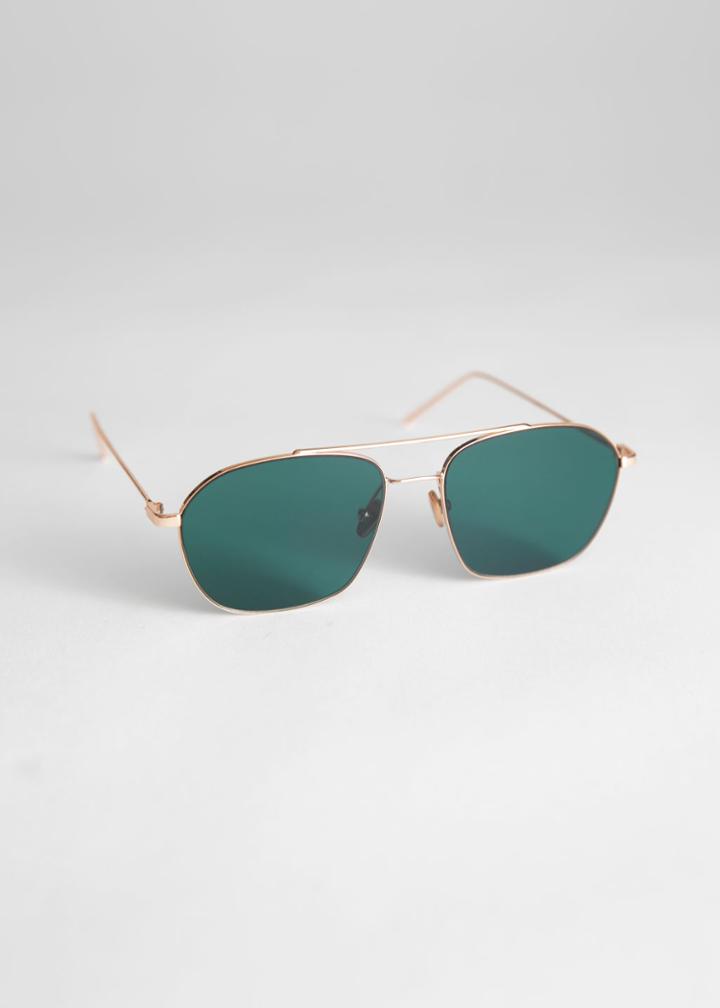 Other Stories Angular Aviator Sunglasses - Gold
