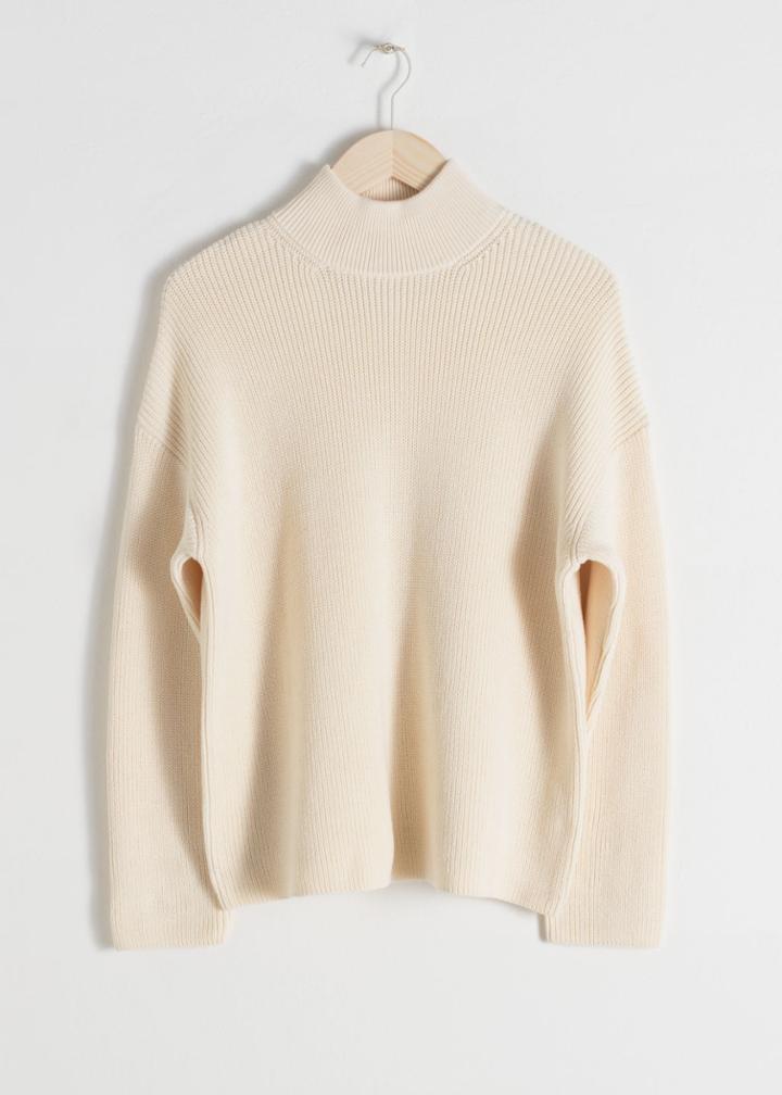 Other Stories Cotton Blend Mock Neck Sweater - White