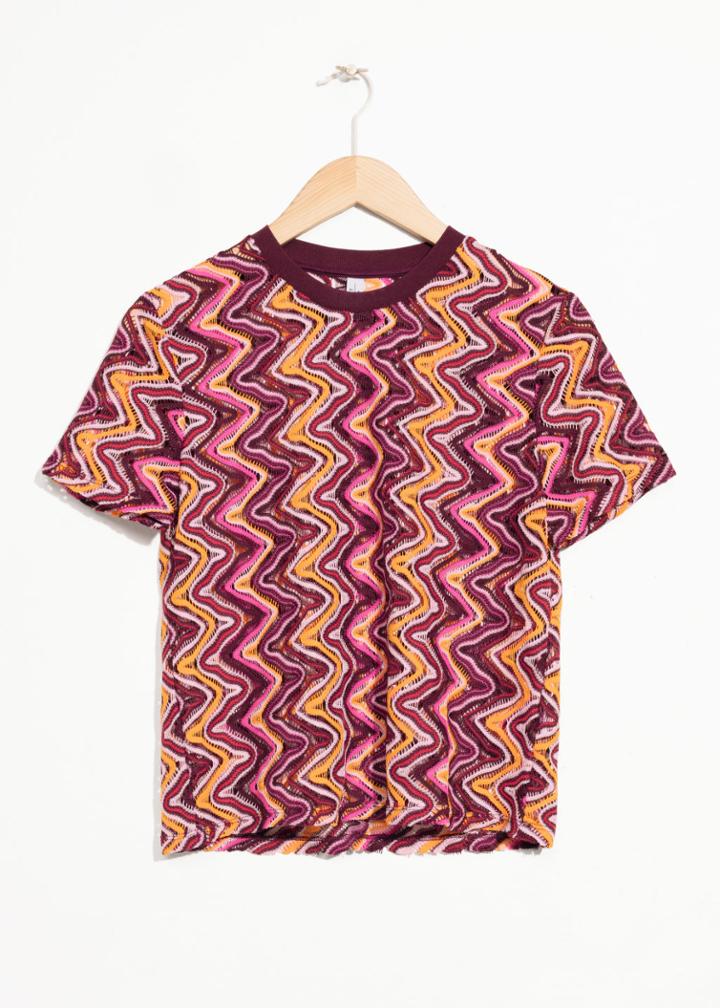 Other Stories Squiggle Crochet Top - Red