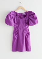 Other Stories Textured Puff Sleeve Mini Dress - Purple
