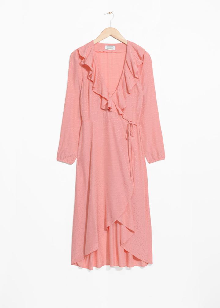 Other Stories Ruffle Tie Wrap Dress - Pink
