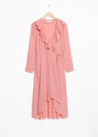 Other Stories Ruffle Tie Wrap Dress - Pink