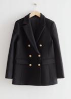 Other Stories Gold Button Blazer - Black