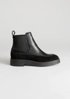 Other Stories Chunky Leather Snow Boots - Black