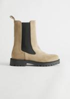 Other Stories Chunky Sole Leather Chelsea Boots - Orange