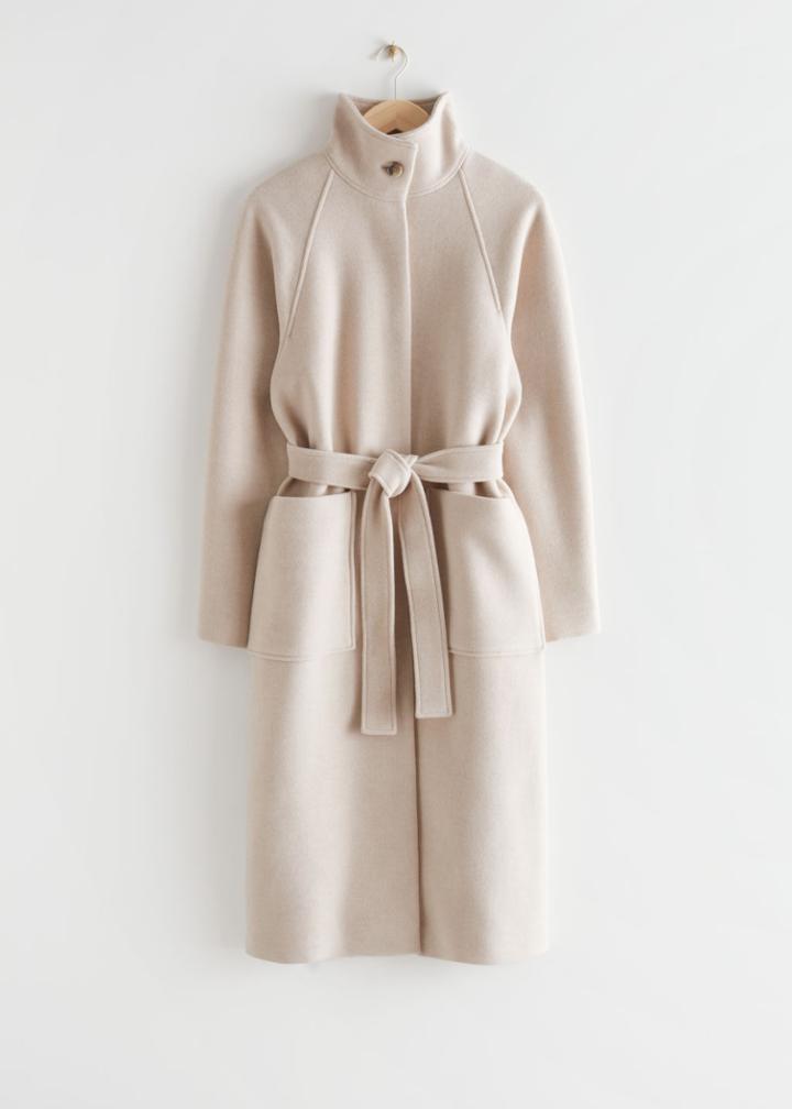 Other Stories Relaxed Belted Wool Coat - Beige