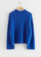 Other Stories Oversized Mock Neck Wool Sweater - Blue