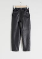 Other Stories High Waisted Tapered Leather Trousers - Black