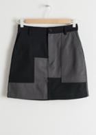 Other Stories Patchwork Cotton Twill Mini Skirt - Black
