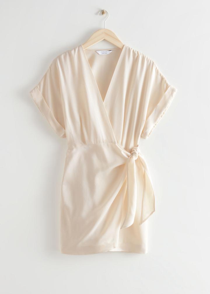 Other Stories Relaxed Wrap Mini Dress - Beige