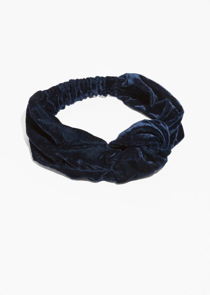 Other Stories Plush Velvet Headband - Blue