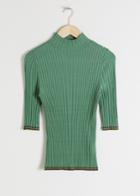 Other Stories Rib Knit Mock Neck Top - Green