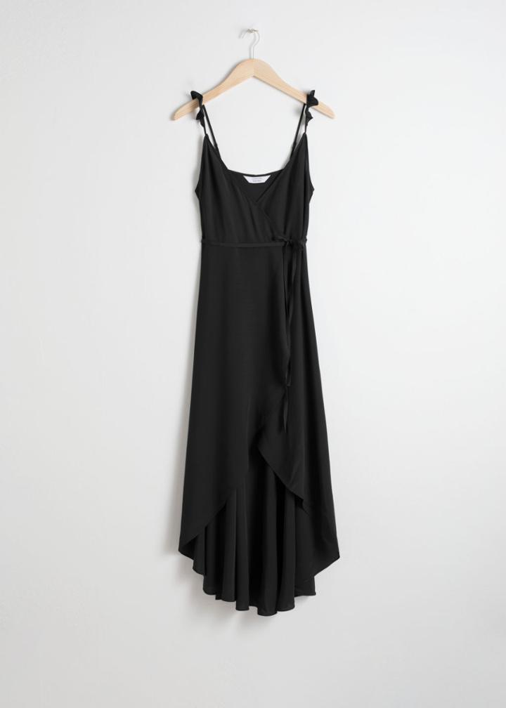 Other Stories High Low Wrap Midi Dress - Black