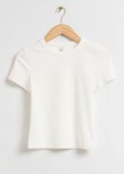 Other Stories Ribbed Cropped T-shirt - White