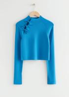 Other Stories Cropped Jumper With Asymmetric Tie Detail - Turquoise