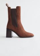 Other Stories Heeled Leather Chelsea Boots - Orange