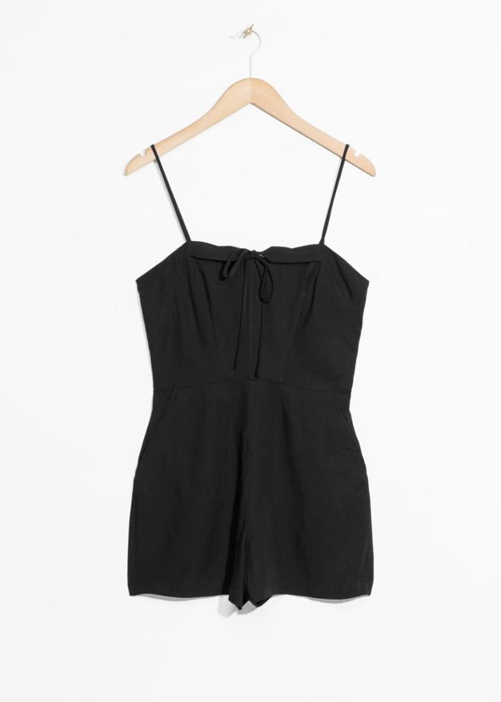 Other Stories Spaghetti Tie Romper - Black