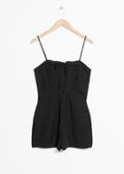 Other Stories Spaghetti Tie Romper - Black