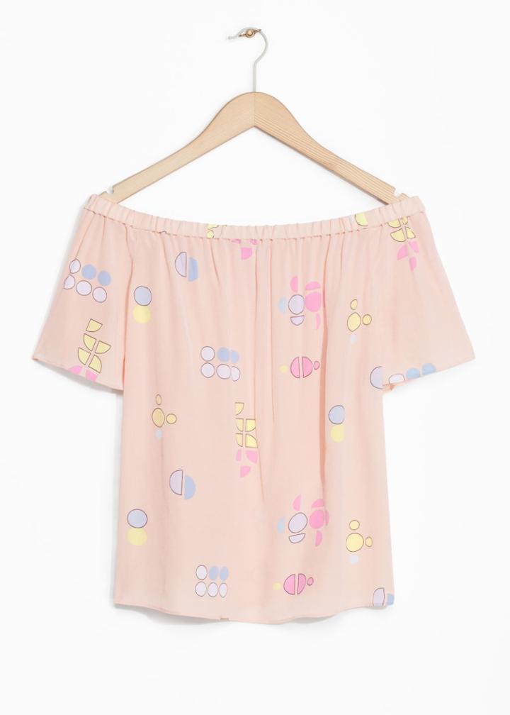Other Stories Flowy Off-shoulder Top - Orange