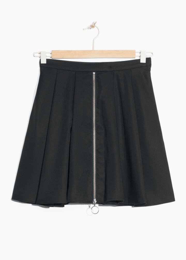 Other Stories Flowery Pleats Skirt - Black