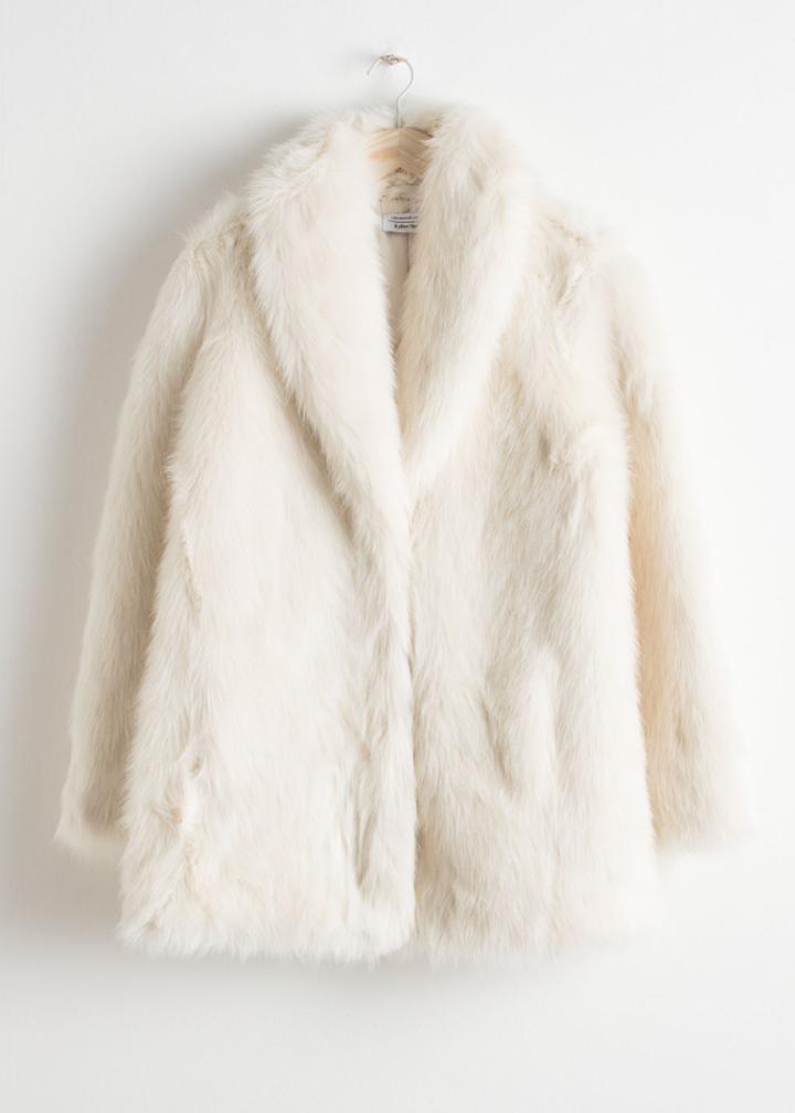 Other Stories Faux Fur Coat - White