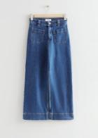 Other Stories Wide Leg Cropped Patch Pocket Jeans - Blue