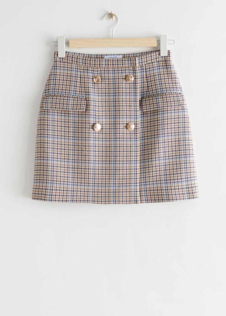 Other Stories Buttoned Wrap Mini Skirt - Beige
