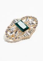 Other Stories Crystal Brooch With Large Gem - Green