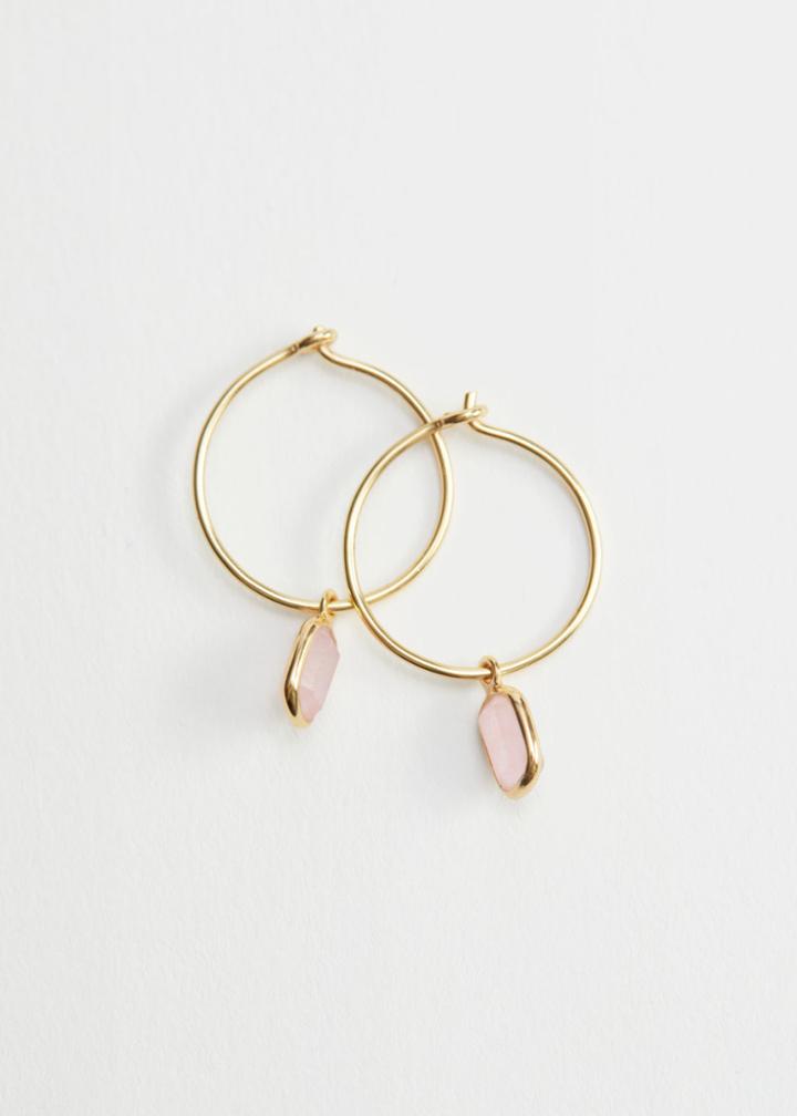 Other Stories Stone Pendant Hoop Earrings - Pink