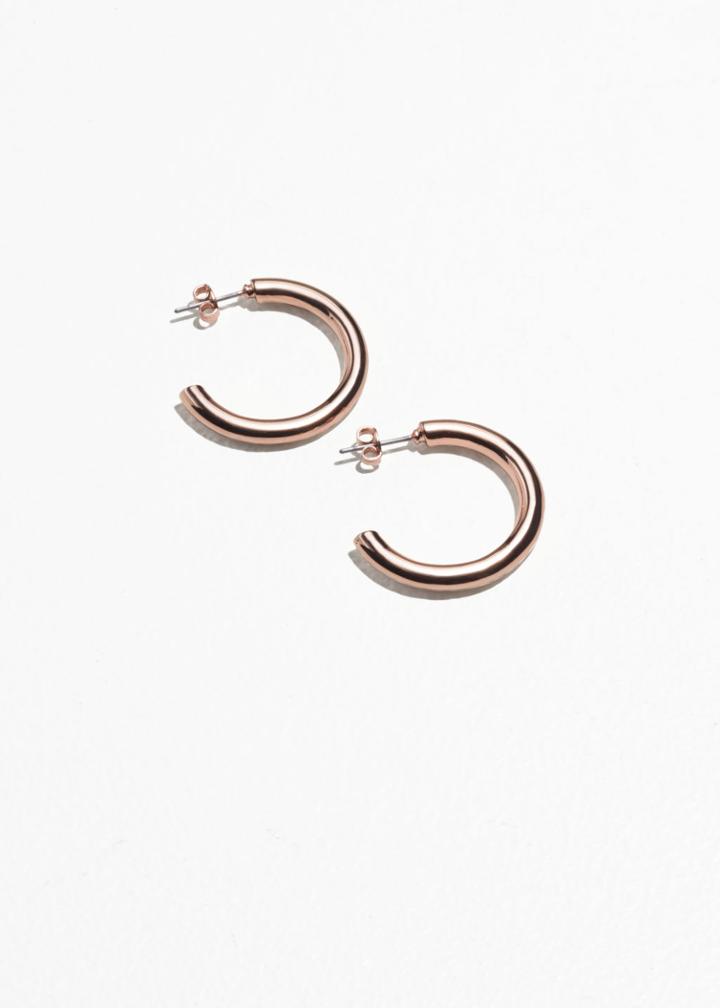 Other Stories Rose Gold Hoops - Brown