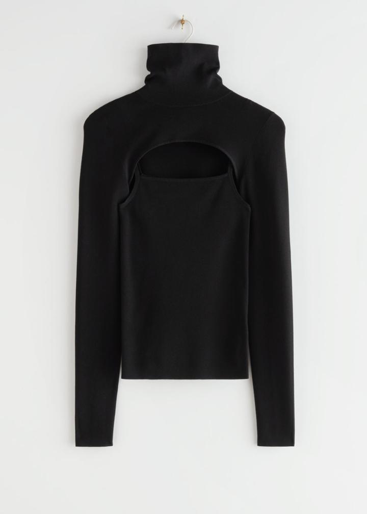 Other Stories Turtleneck Cut-out Top - Black