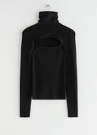 Other Stories Turtleneck Cut-out Top - Black