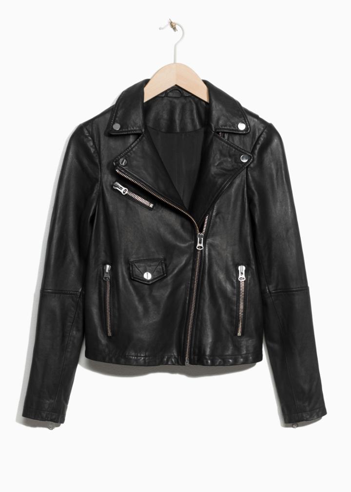 Other Stories Biker Leather Jacket - Black