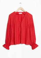 Other Stories V-neck Blouse With Trumpet Sleeves - Red