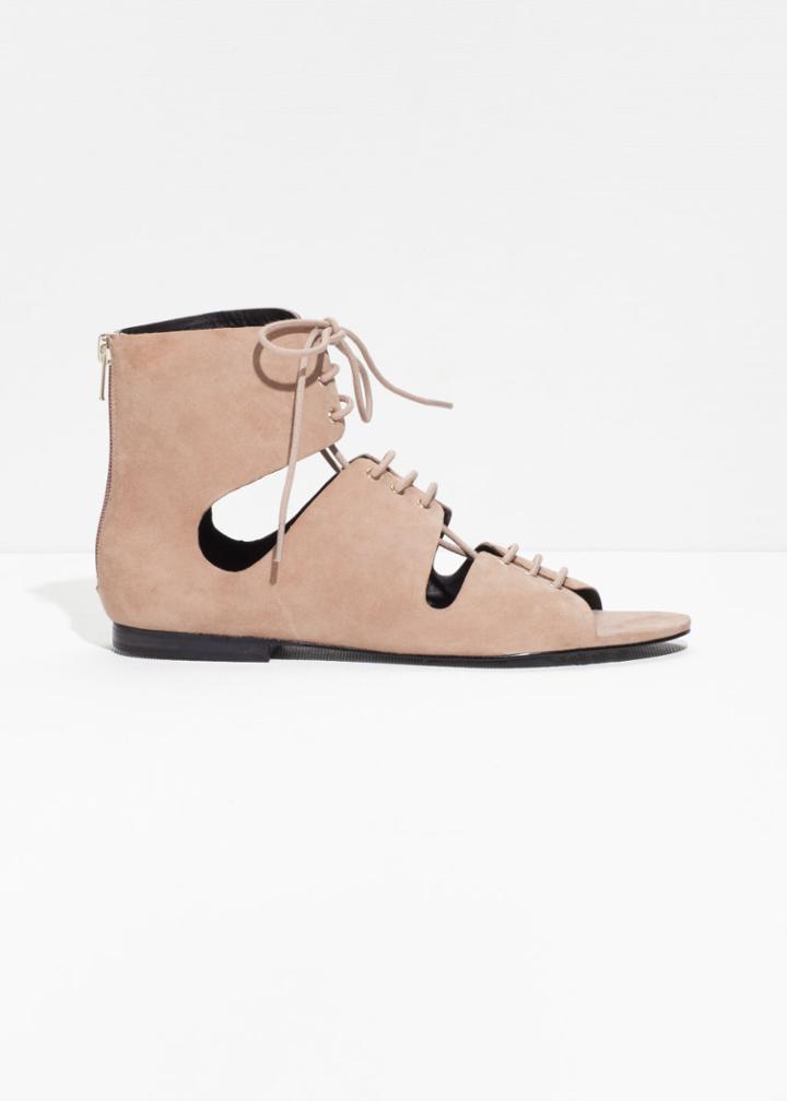 Other Stories Lace-up Suede Sandals - Orange