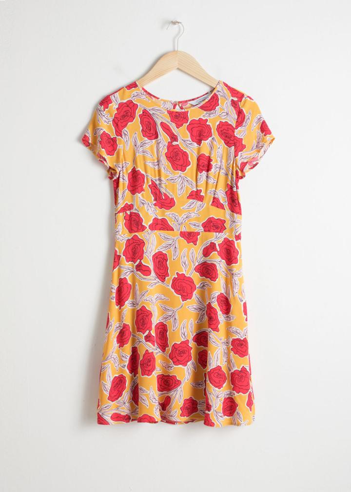 Other Stories Floral Printed Skater Dress - Yellow