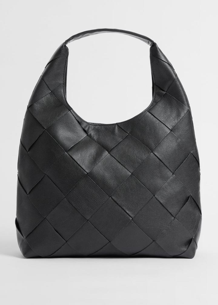 Other Stories Braided Suede Leather Tote Bag - Black