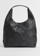 Other Stories Braided Suede Leather Tote Bag - Black