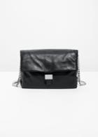 Other Stories Leather Fold-over Bag - Black