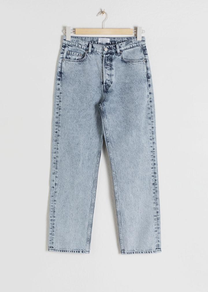 Other Stories Straight Mid Rise Jeans - Turquoise