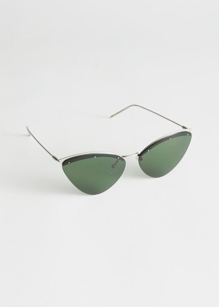Other Stories Frameless Cat Eye Sunglasses - Silver