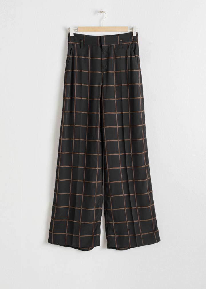 Other Stories Wide Checked Trousers - Black
