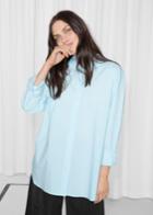 Other Stories Relaxed Fit Cotton Button Up - Turquoise